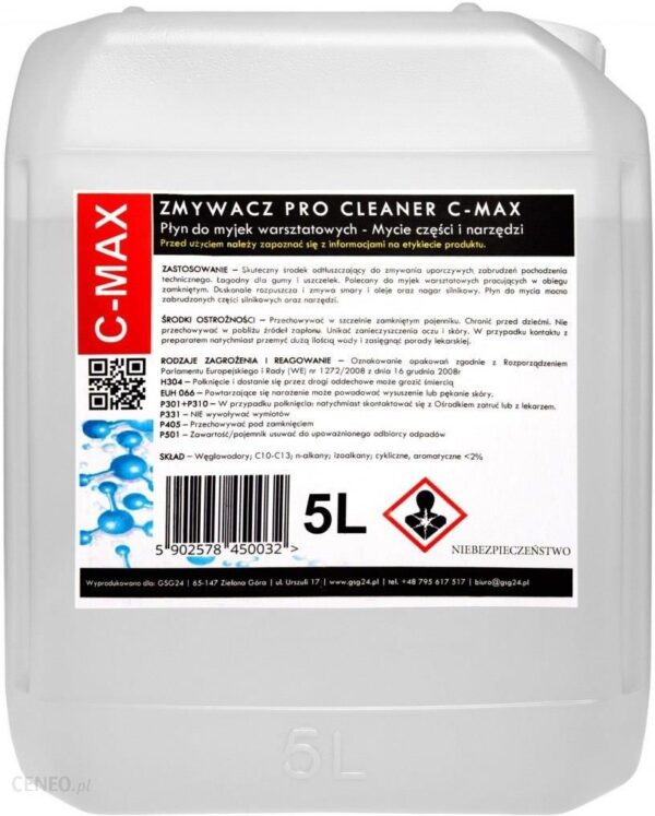 Gsg24 Płyn Zmywacz Do Części I Narzędzi Do Myjki Warsztatowej Pro Cleaner C-Max 5L