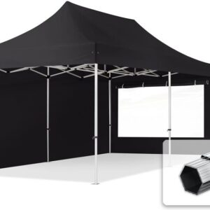 Namiot Ekspresowy Professional Alu 40mm Ze Ścianami Bocznymi Okna Panoramiczne Czarny 3X6m