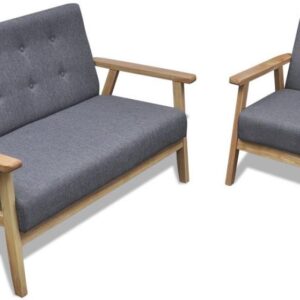 vidaXL Zestaw wypoczynkowy drewniana sofa i fotel Retro