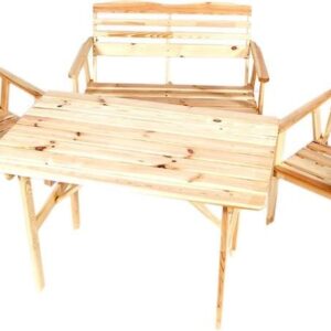 Zestaw mebli ogrodowych stół + ławeczka + 2 krzesła